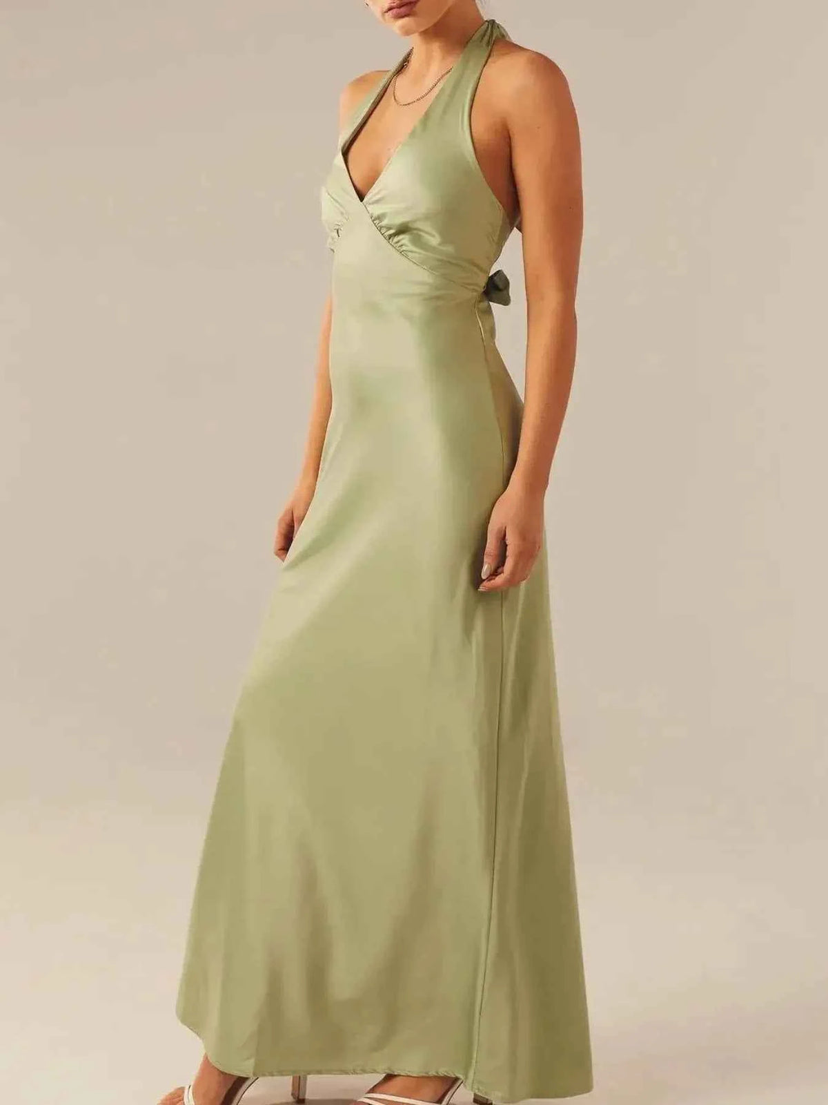 Halter Neck Wrap Maxi Dress with Tie Detail — view 1