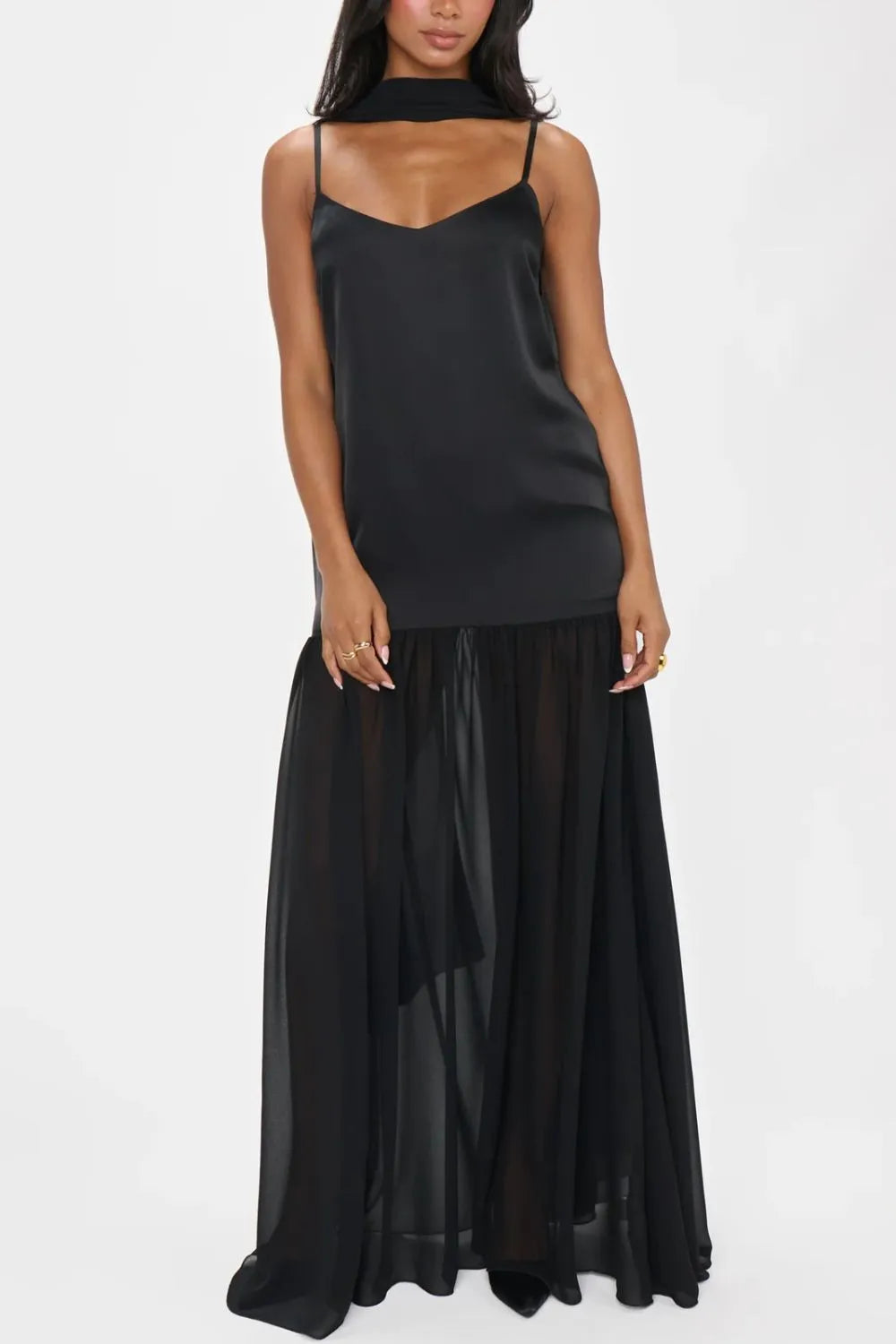 Adjustable Strap Maxi Cami Dress with Scarf — view 7