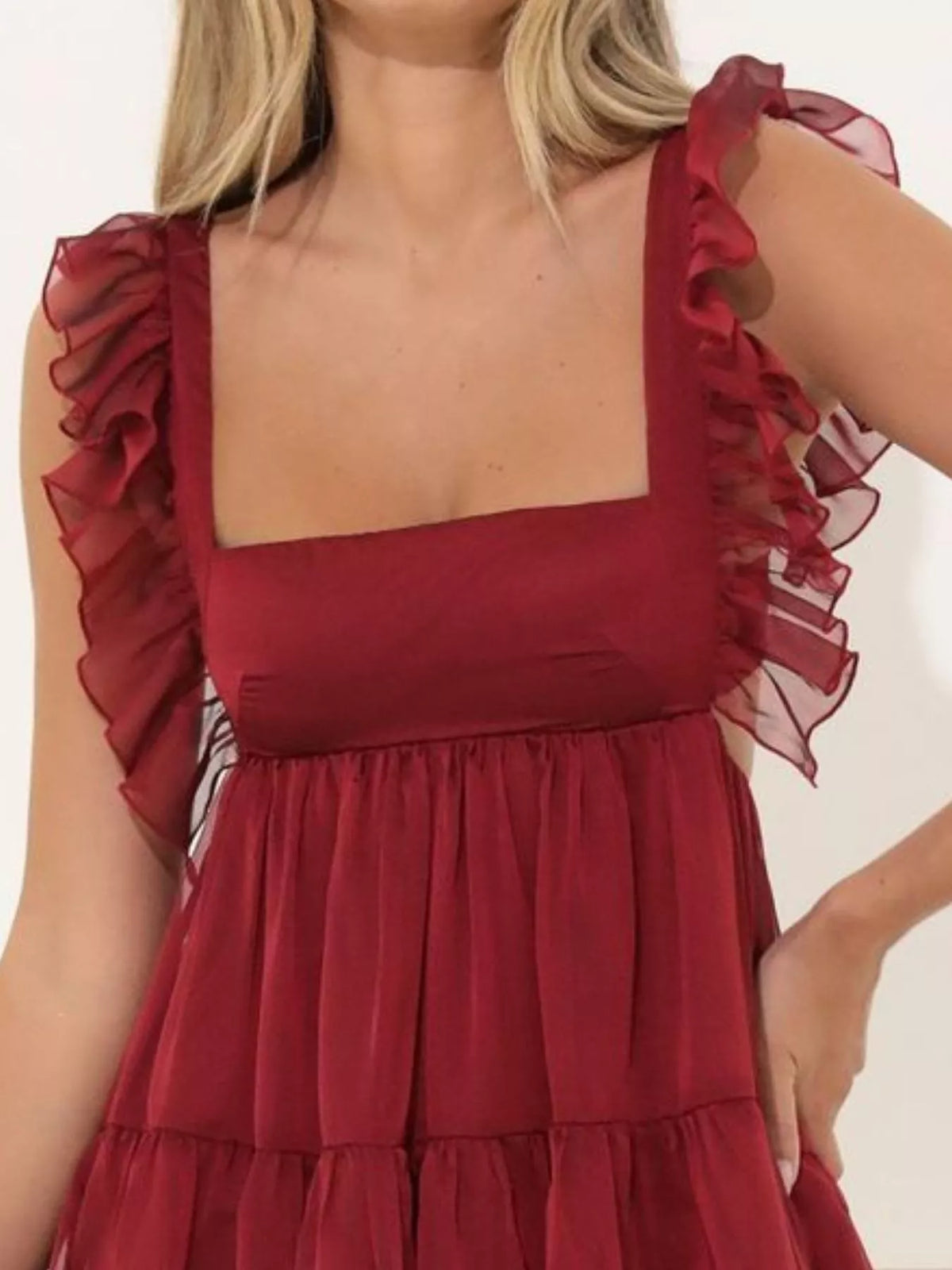 Ruffled Square Neck Tiered Dress — view 13