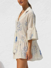 Button Detail Printed Mini Dress — view 4