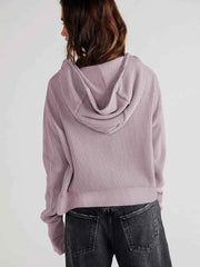Waffle-Knit Dropped Shoulder Hooded Jacket - Ultimate Comfort Wear — view 3