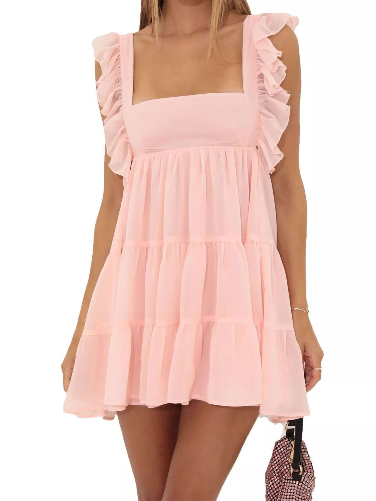 Ruffled Square Neck Tiered Dress — view 7