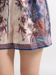 Printed Button Front Long Sleeve Shirt and Shorts Set — view 9