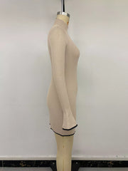Ribbed Mock Neck Flare Sleeve Sweater Dress — view 12