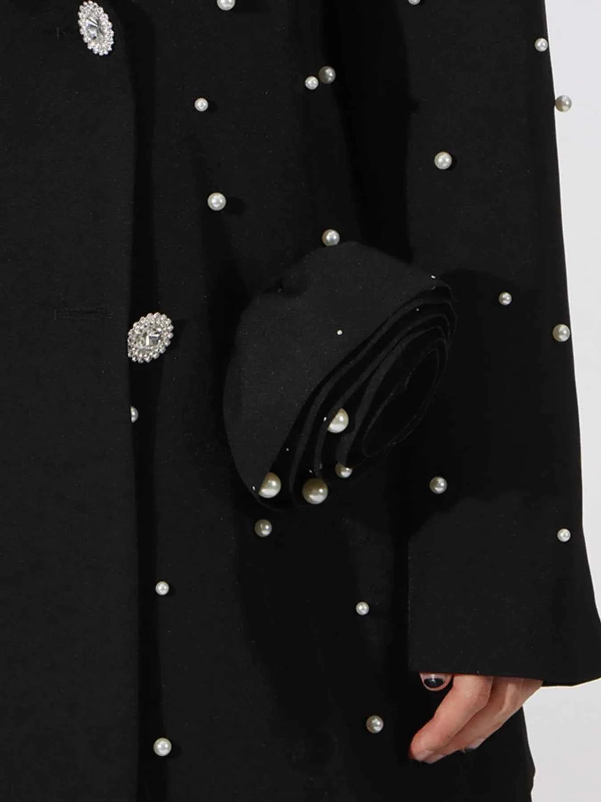 Pearl Embellished Double-Breasted Blazer — view 4