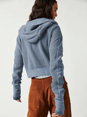 Waffle-Knit Dropped Shoulder Hooded Jacket - Ultimate Comfort Wear — view 5