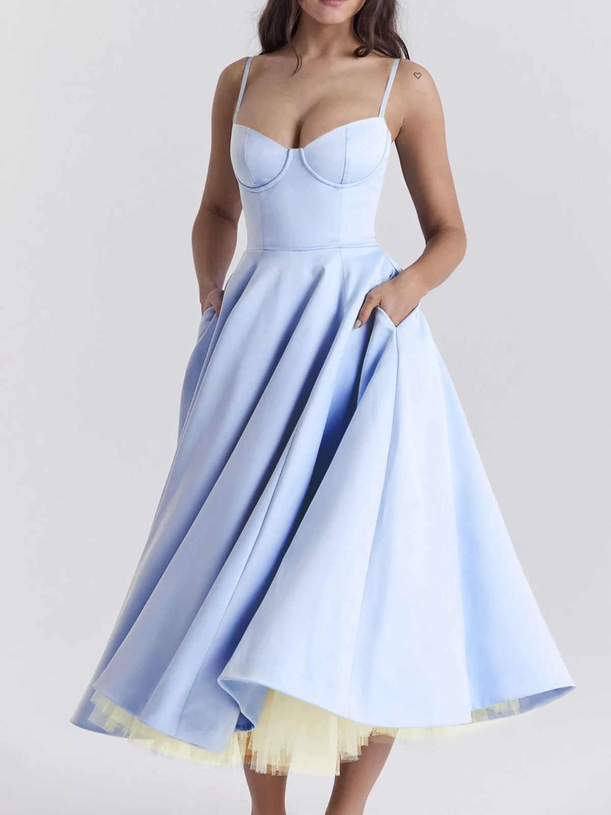Sweetheart Neck A-Line Midi Dress — view 9