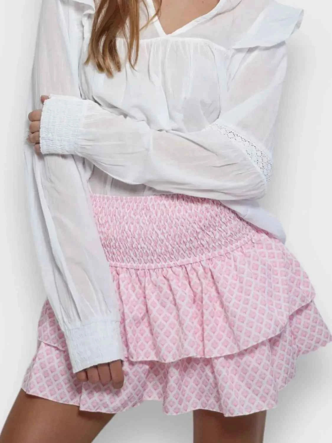 Smocked Wideband Waist Layered Mini Skirt — view 1