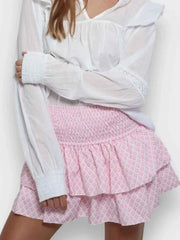 Smocked Wideband Waist Layered Mini Skirt — view 1