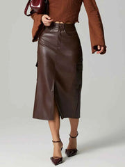 Slit Midi Skirt with Pockets — view 1