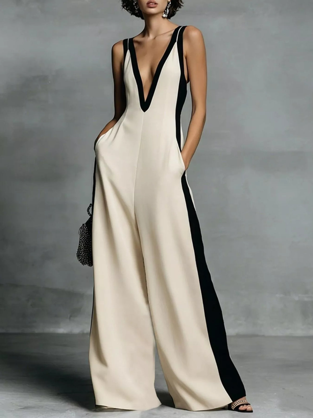 Deep V-Neck Wide-Leg Jumpsuit — view 8