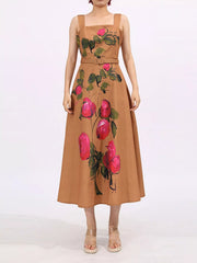 Floral Print Square Neck Midi Dress — view 6