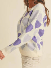 Heart Ribbed Hem Long Sleeve Sweater — view 14
