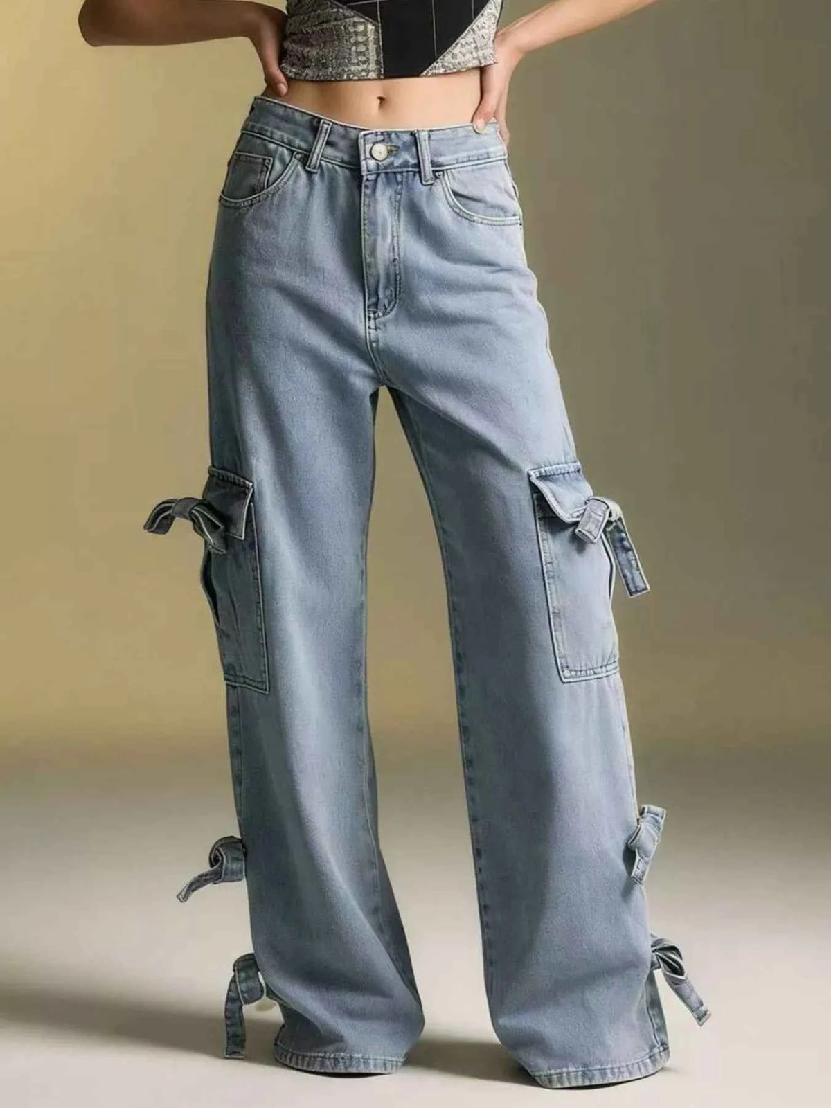 Bow Wide Leg Jeans - Elevate Your Style with Comfort — view 3
