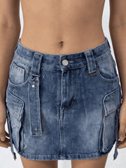 Washed Cargo Denim Skirt - Versatile Style Meets Comfort — view 14