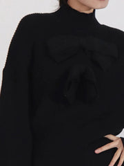 Bow Front Turtleneck Long Sleeve Sweater — view 10