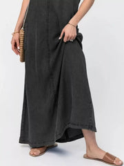 Casual Washed Denim Cami Maxi Dress — view 9