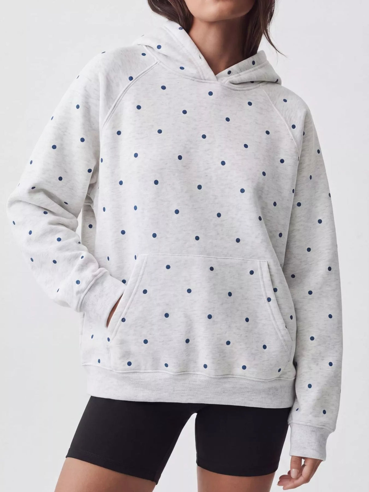 Polka Dot Raglan Sleeve Hoodie — view 7