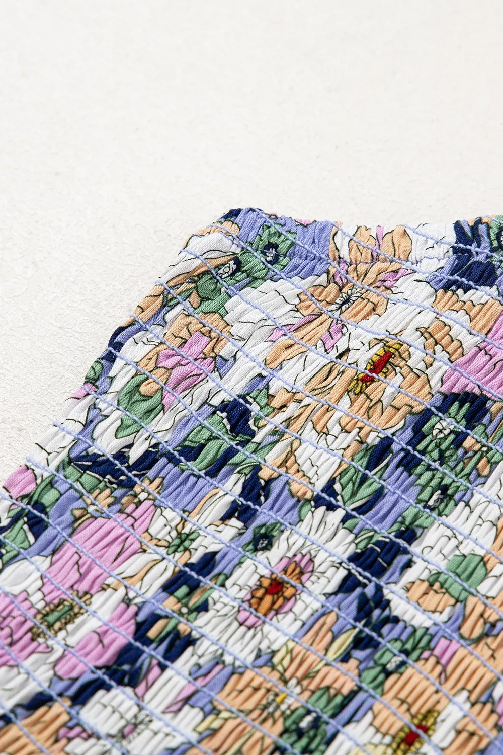 Floral Print Smocked High Waist Square Neck Jumpsuit — view 10