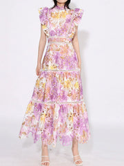 Ruffled Hollow Out Tiered Midi Dress — view 7