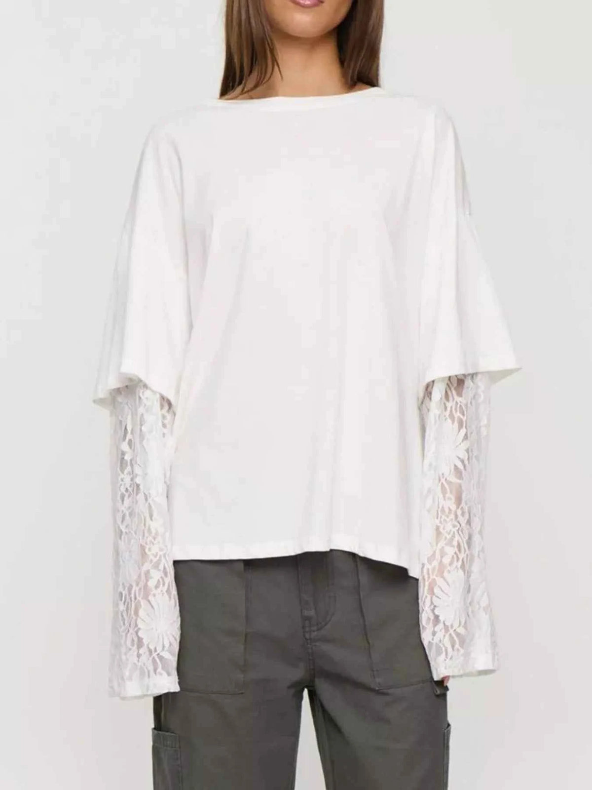 Layered Lace-Sleeve T-Shirt — view 5