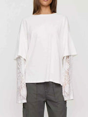Layered Lace-Sleeve T-Shirt — view 5