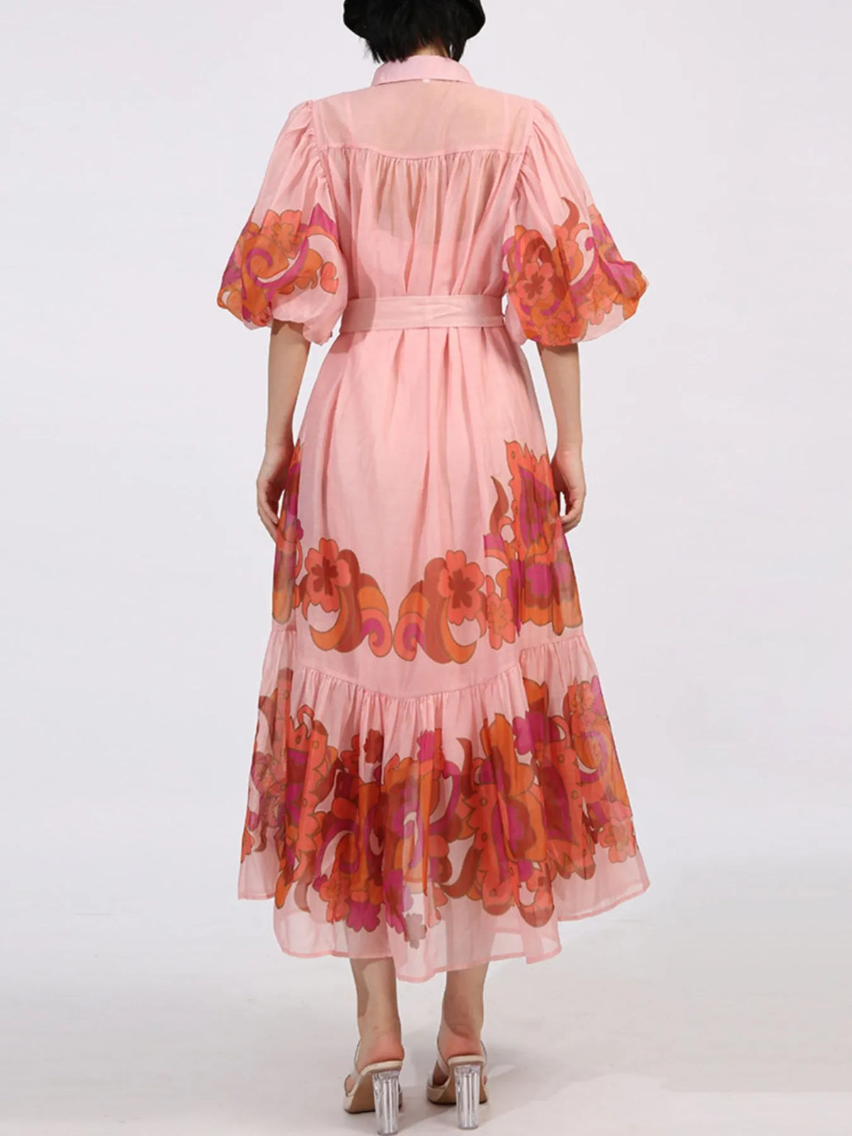 Button Front Puff Sleeve Dress — view 7