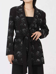 Rhinestone Button Down Long Sleeve Blazer — view 1