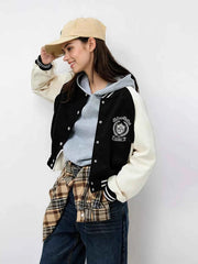 Contrast Sleeve Snap Down Jacket - Style Meets Comfort — view 3