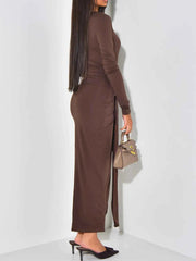 Long Sleeve Tie-Front Bodycon Maxi Dress — view 3