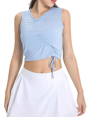Drawstring Ruched Wide Strap Active Tank - Comfortable & Stylish — view 3