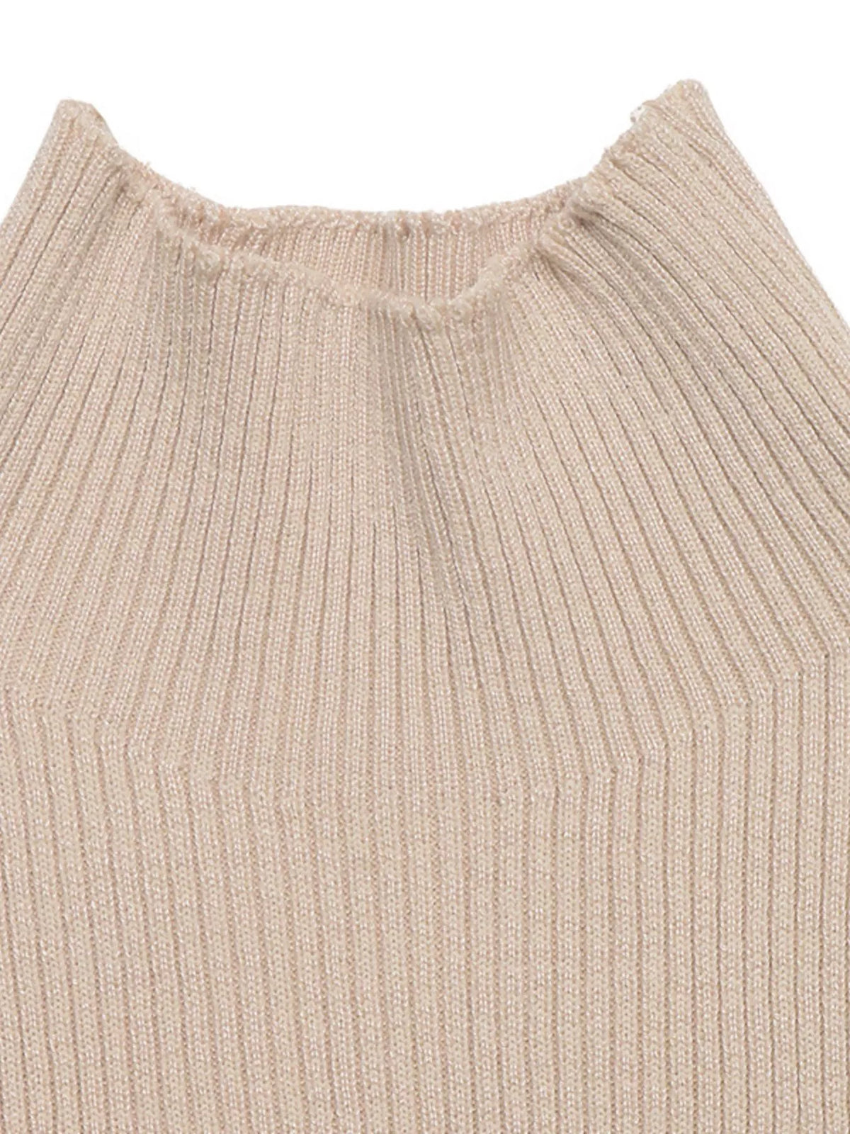 Ribbed Mock Neck Flare Sleeve Sweater Dress — view 7