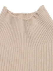 Ribbed Mock Neck Flare Sleeve Sweater Dress — view 7