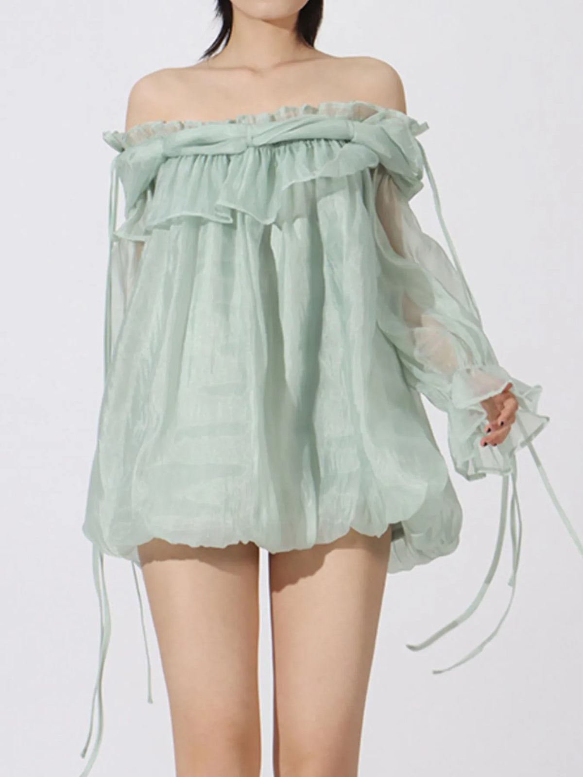 Ruffled Off-Shoulder Flounce Sleeve Dress — view 11