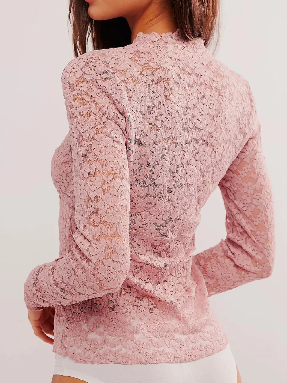 V-Neck Long Sleeve Lace Top — view 6