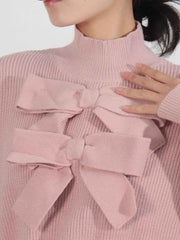 Bow Front Turtleneck Long Sleeve Sweater — view 5