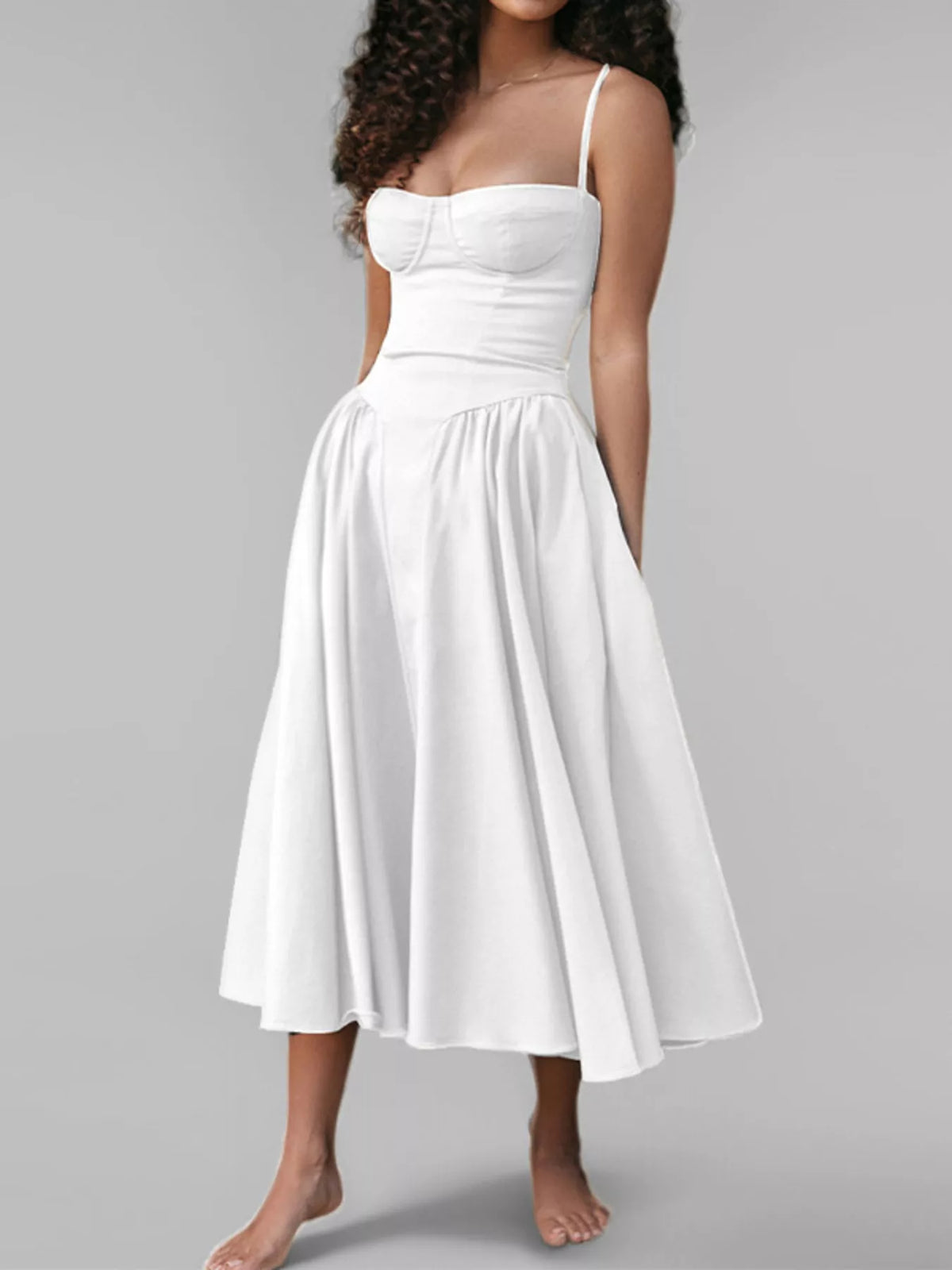Sweetheart Neck Spaghetti Strap Midi Dress — view 22