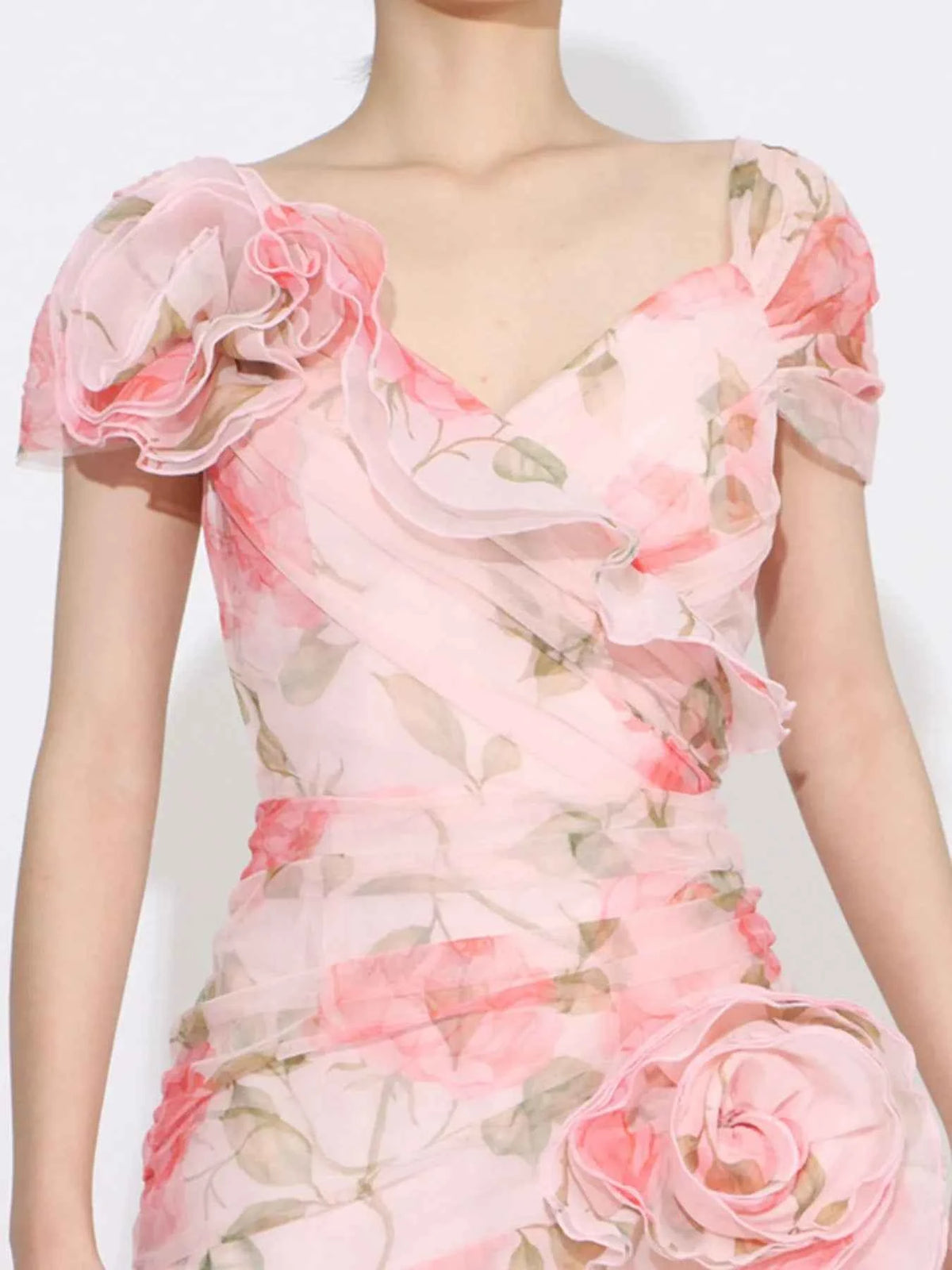 Floral Ruffled Short Sleeve Maxi Dress — view 4