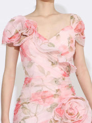 Floral Ruffled Short Sleeve Maxi Dress — view 4