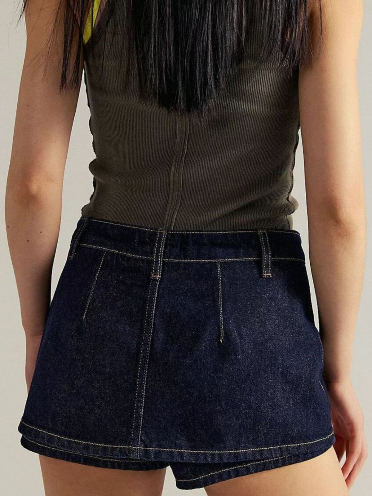 Classic Wash Denim Mini Skort - Effortless Style & Comfort — view 13