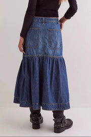 Midi Denim Skirt with Pockets — view 5