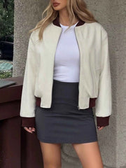 Contrast Trim Zip Up Jacket - Stylish Comfort for Everyday Wear — view 4