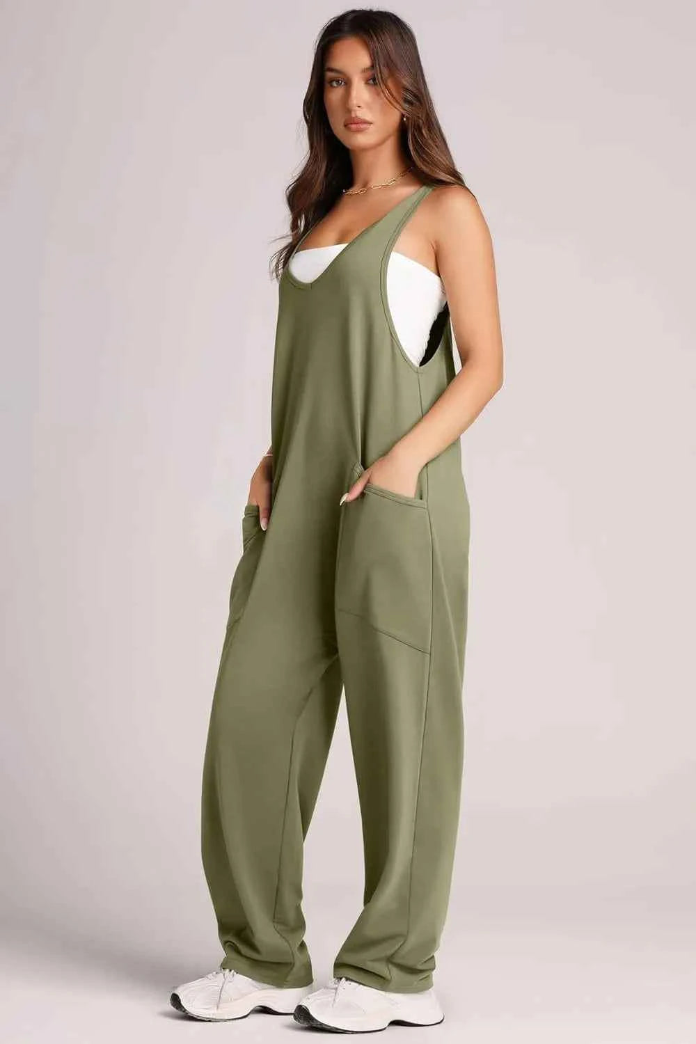 Lovelet V-Neck Wide Strap Overalls — view 4
