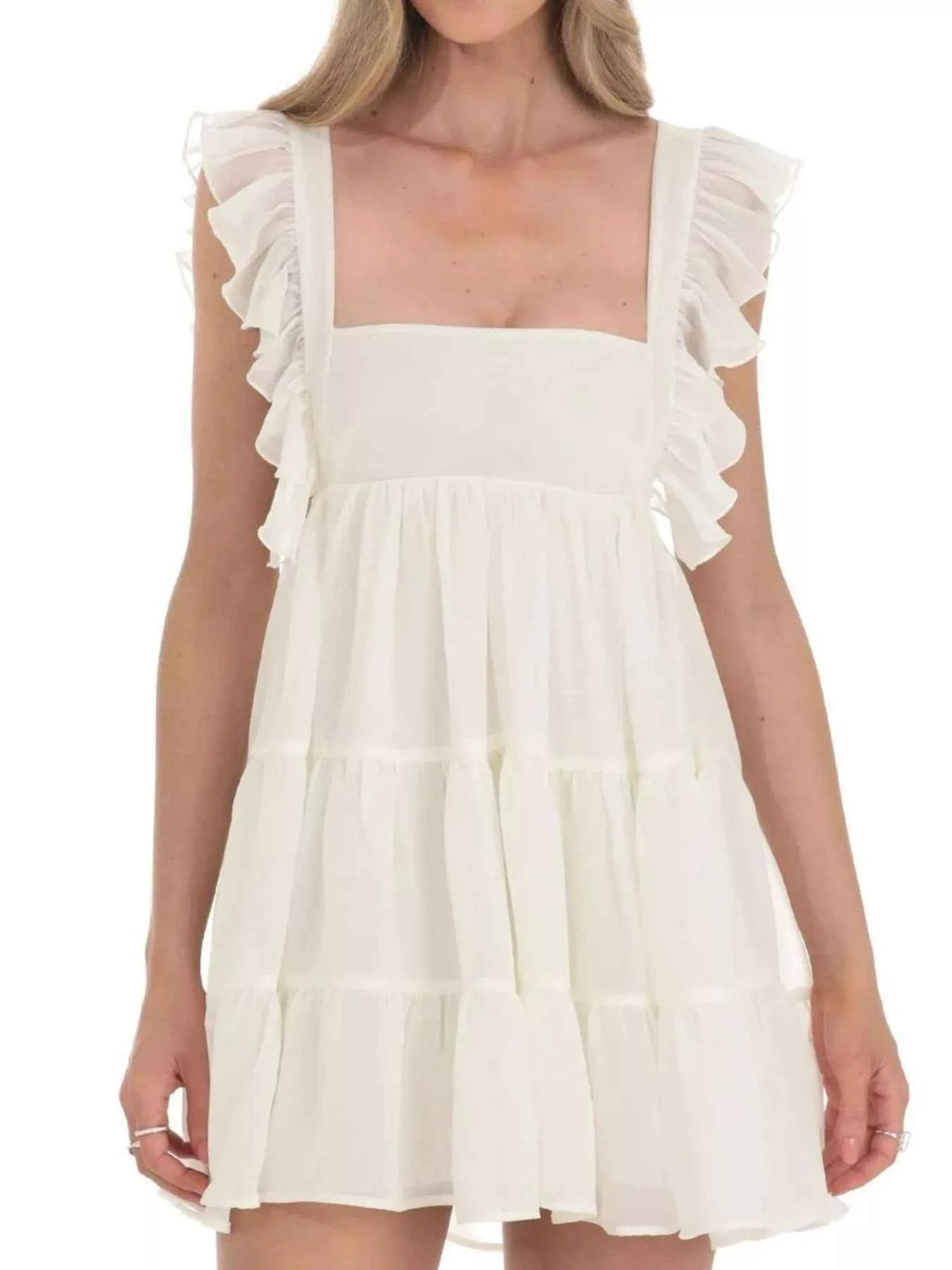 Ruffled Square Neck Tiered Dress — view 1