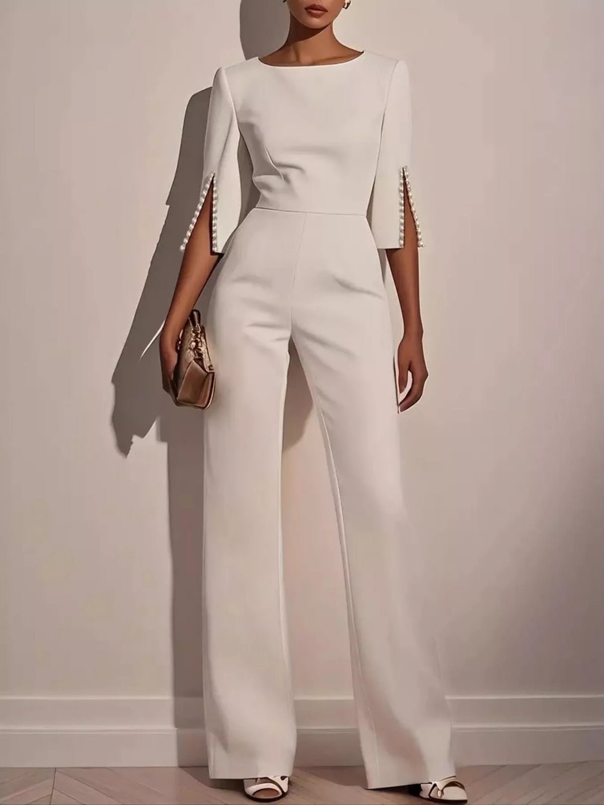 Wide-Leg Jumpsuit with Slit Sleeve — view 7