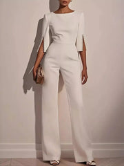 Wide-Leg Jumpsuit with Slit Sleeve — view 7