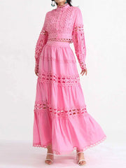Lace Button Up Long Sleeve Top and Skirt Set — view 3