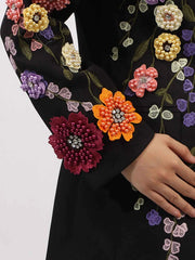 Pearl Detail Flower Lapel Collar Blazer — view 2