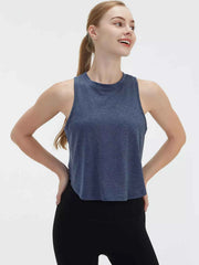 Cutout Back Round Neck Active Tank - Lightweight & Stylish Comfort — view 5