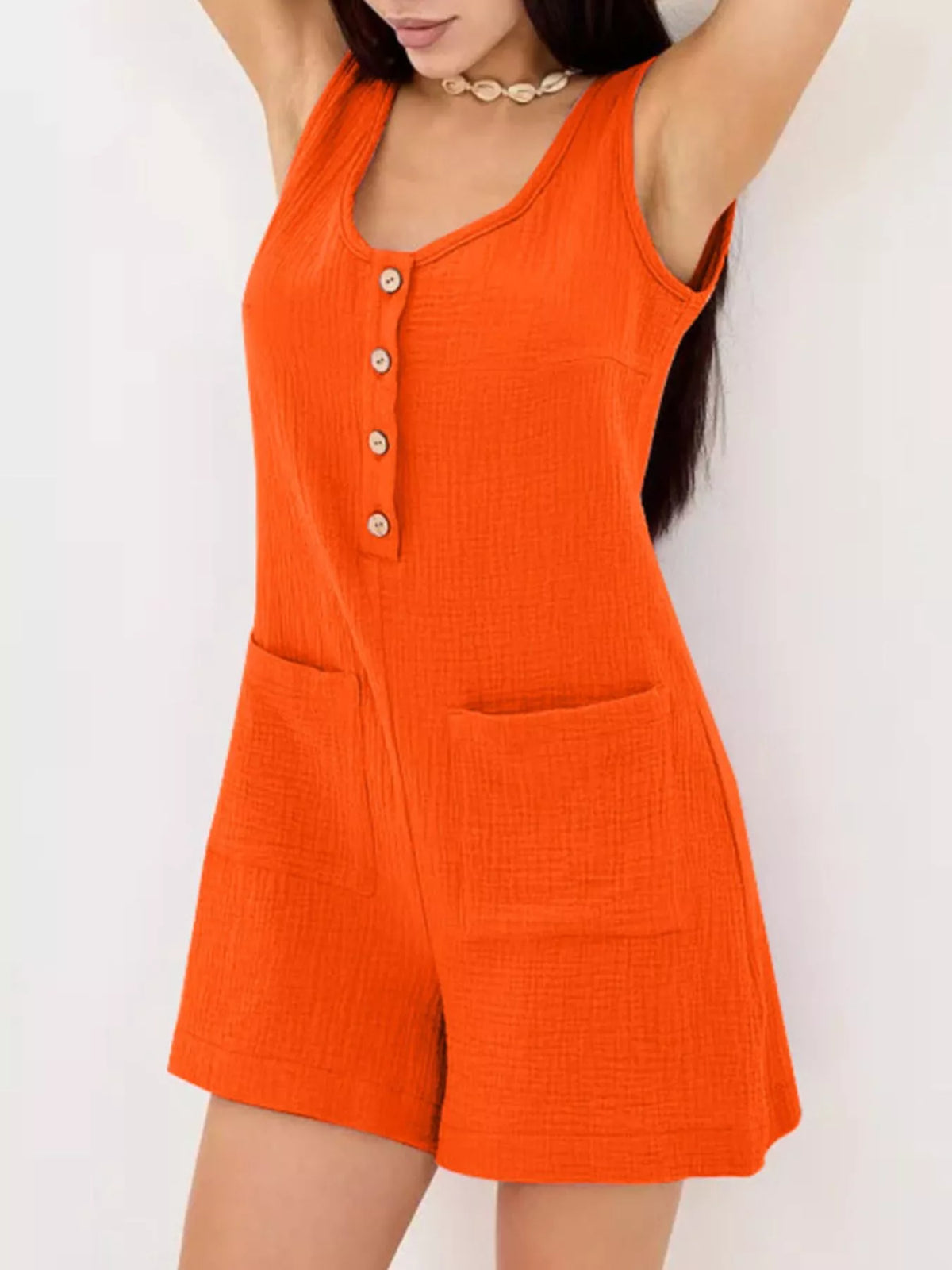 Casual Button-Down Sleeveless Romper — view 23